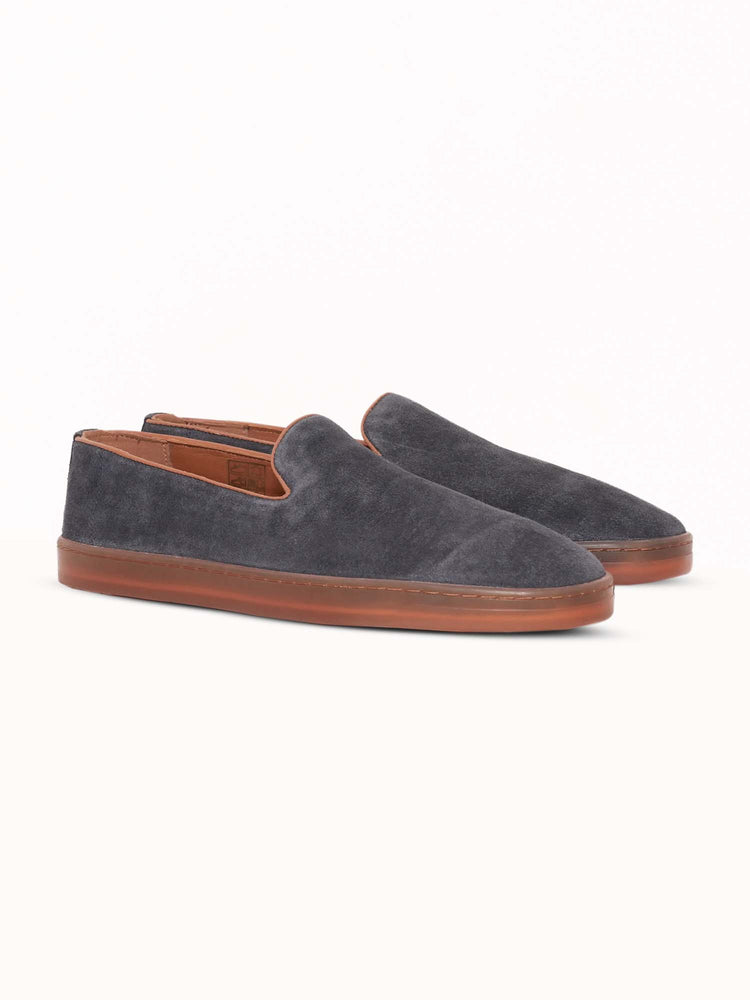 Nubuck Leather Embossed Slip-On Shoes