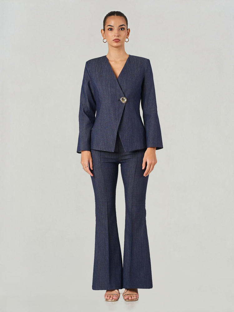Wrap Front Tailored Flared Suit
