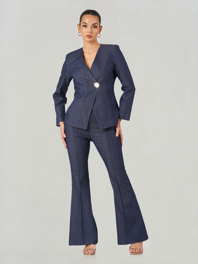 Wrap Front Tailored Flared Suit