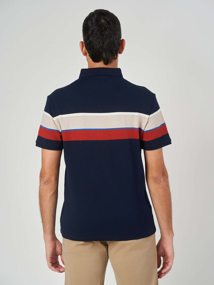 Dark Blue Striped Cotton Short Sleeve T-Shirt
