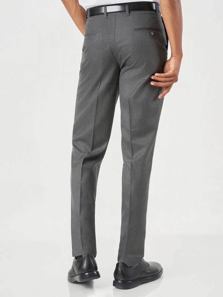 Dark Grey Polyester Viscose Regular Fit Formal Trousers