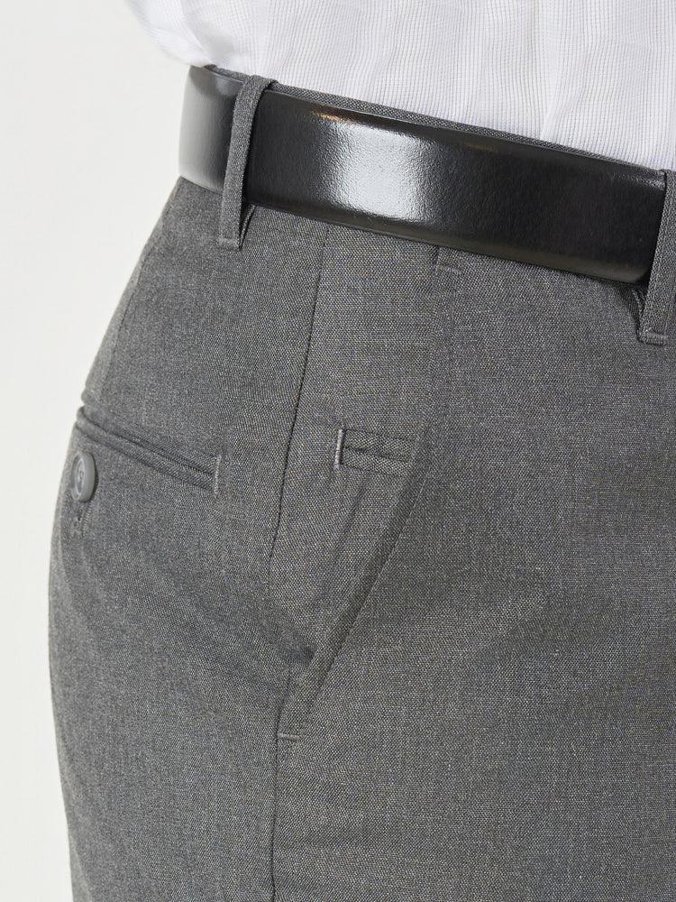 Dark Grey Polyester Viscose Regular Fit Formal Trousers