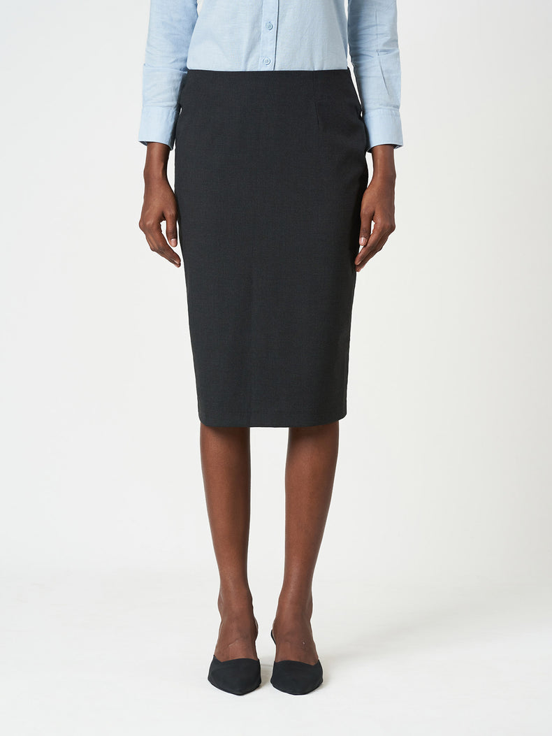 Plain Pencil Fit Midi Skirt