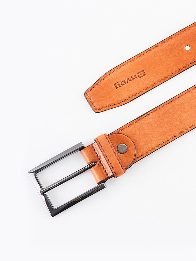 Dark Tan Leather Formal Belt