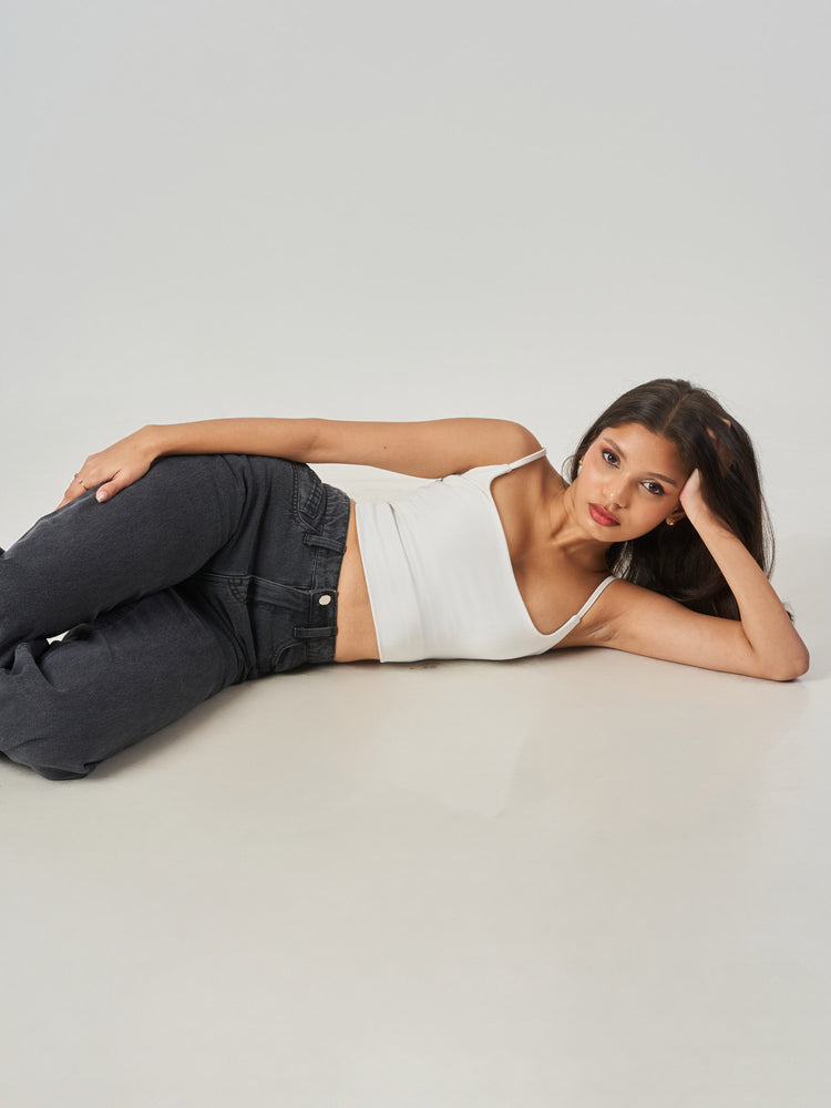 Black Cotton Blend Oversized Wide Leg Jeans