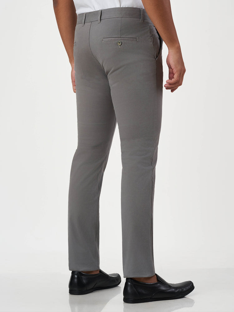Smart Casual Gray Cotton Slim Fit Chinos