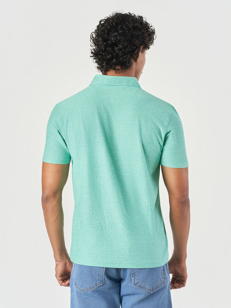 Green Cotton Plain Polo T-Shirt