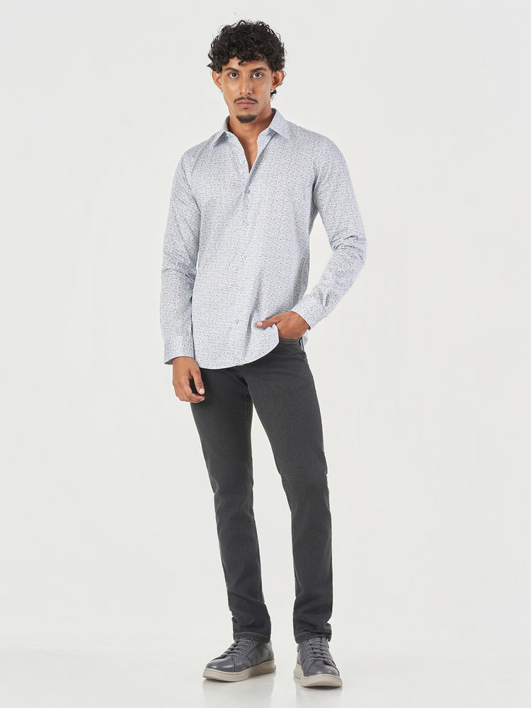 Green Design Cotton Slim Fit Casual Shirt