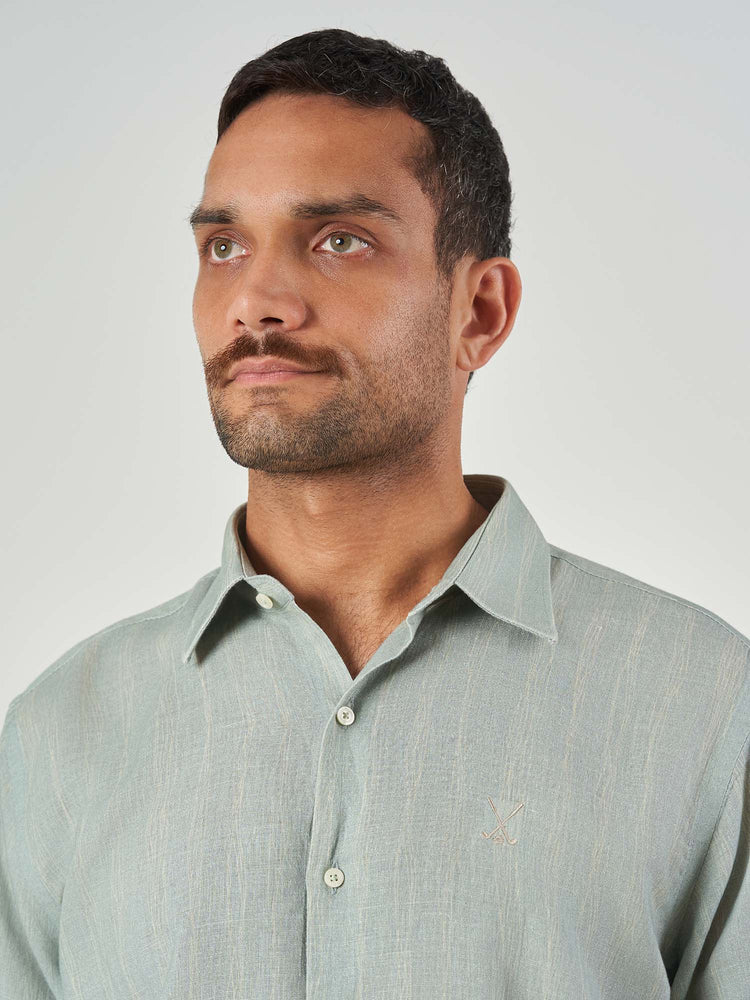 Green Design Linen Tailor Fit Shirt