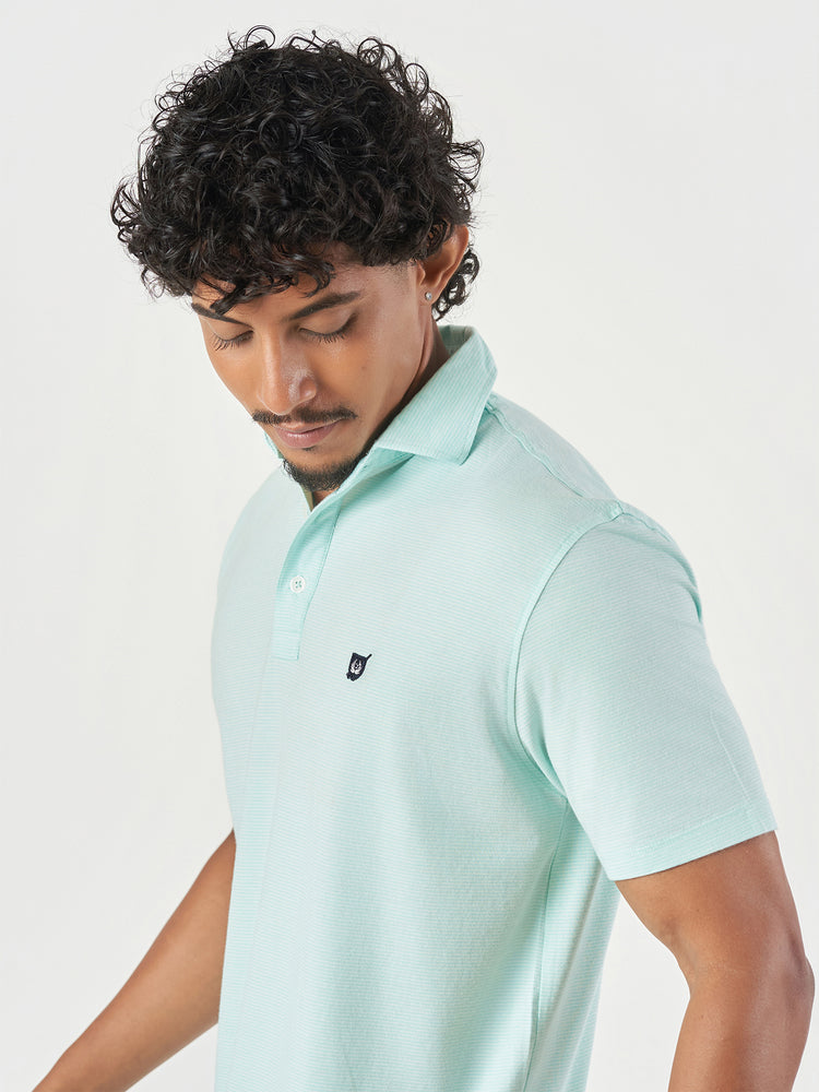Green Striped Polo T-Shirt