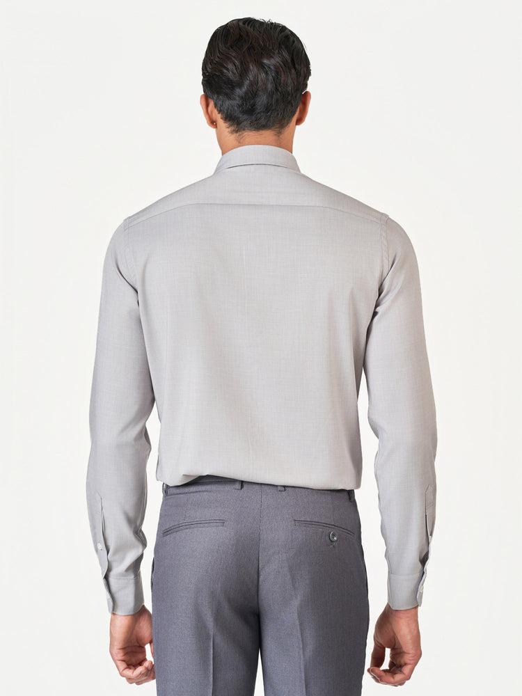 Grey Plain Long Sleeve Formal Shirt