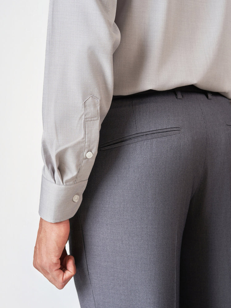 Grey Plain Long Sleeve Formal Shirt