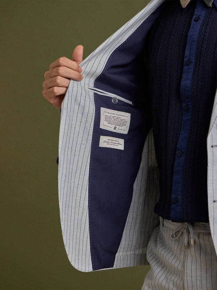 Grey Pinstripe Slim Fit Suit