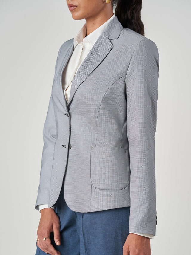 Grey Printed Regular Fit Formal Jacket