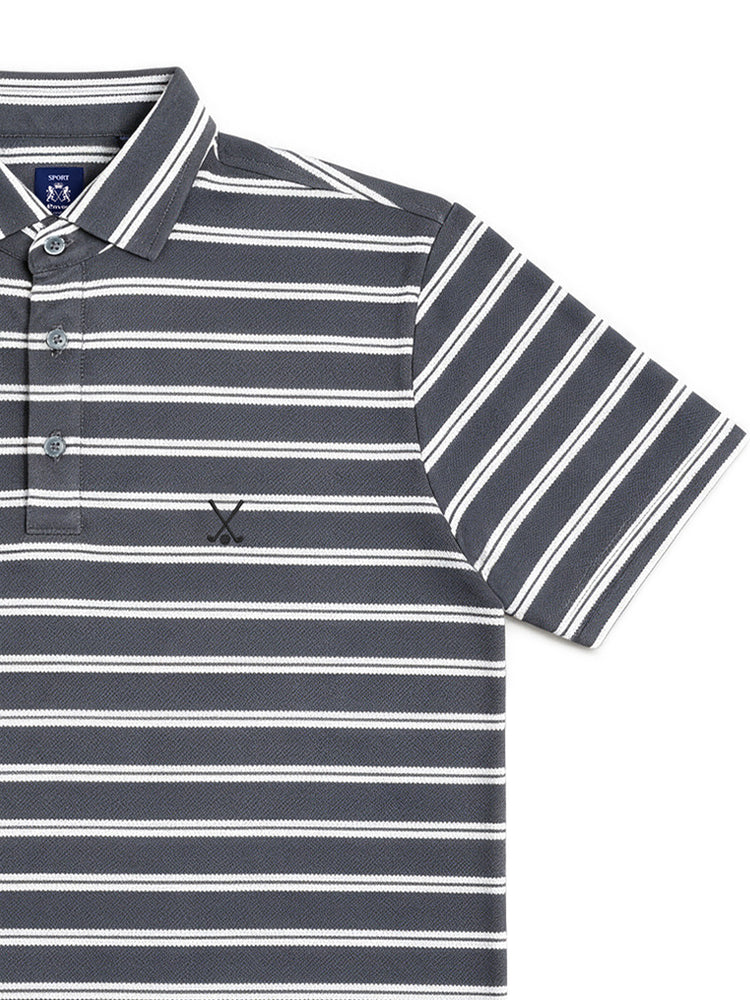 Men's Grey Horizontal Stripe Casual T-Shirt