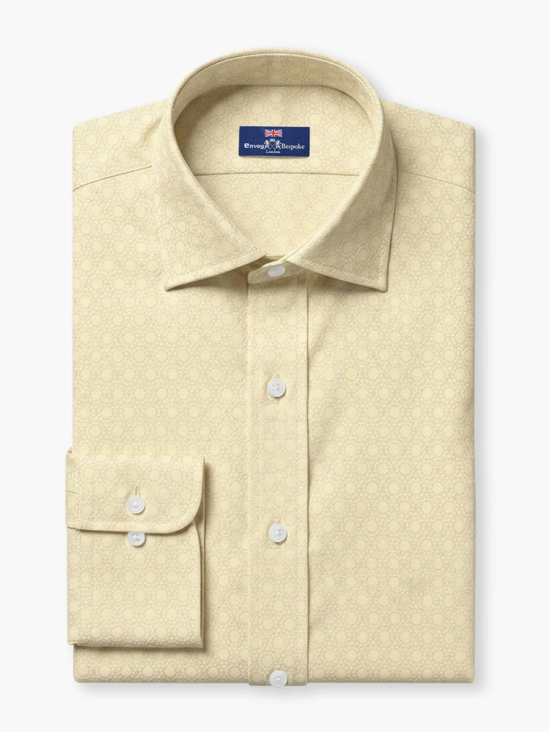 Ivory Geometric Cotton Viscose Custom Shirt