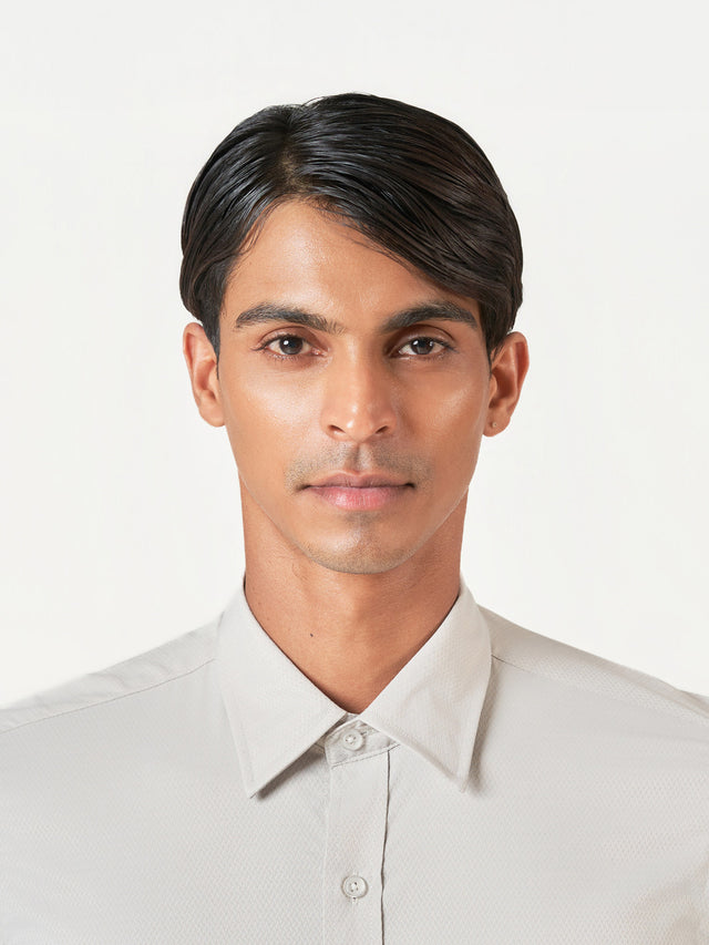 Light Beige Plain Long Sleeve Formal Shirt