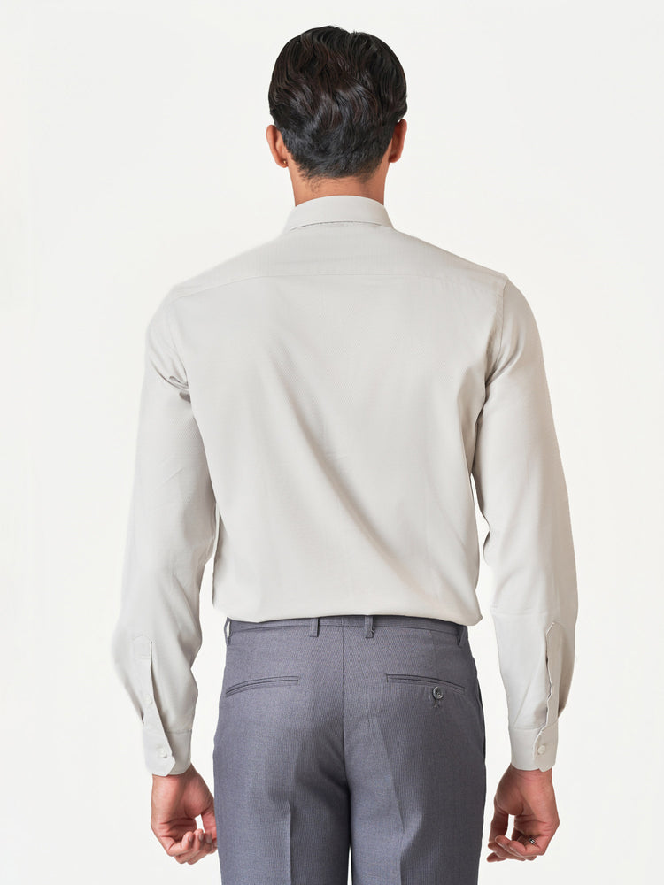 Light Beige Plain Long Sleeve Formal Shirt