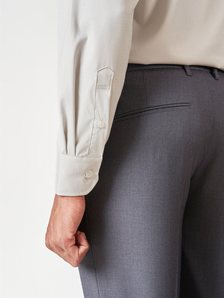 Light Beige Plain Long Sleeve Formal Shirt