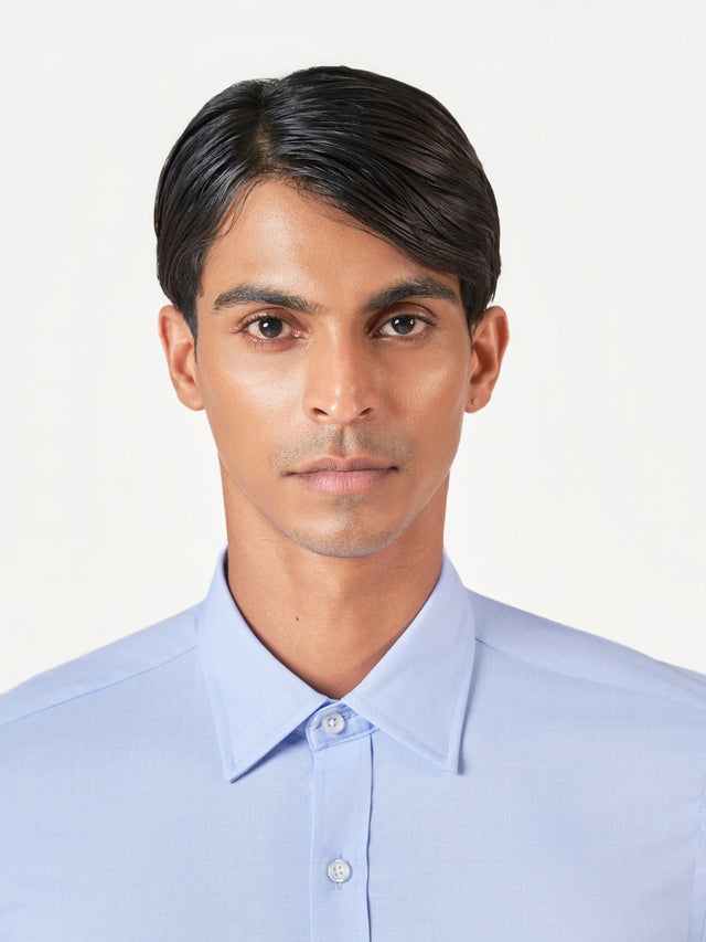 Light Blue Plain Long Sleeve Formal Shirt