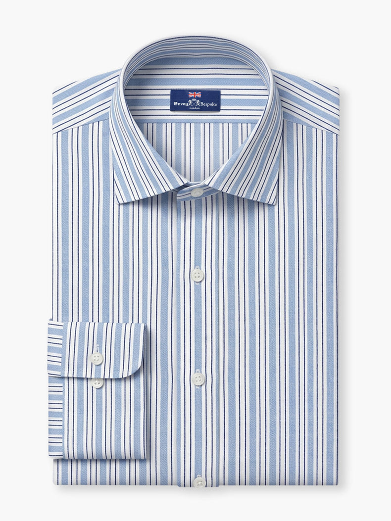 Light Blue Striped Cotton Twill Custom Shirt
