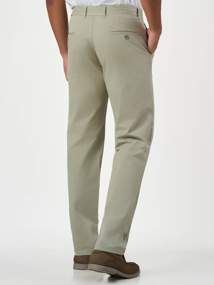 Smart Casual Light Green Cotton Slim Fit Chinos
