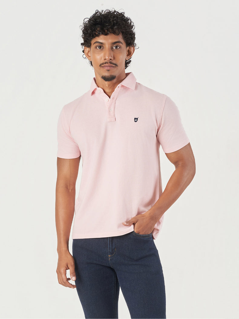 Light Pink Cotton Polo T-Shirt