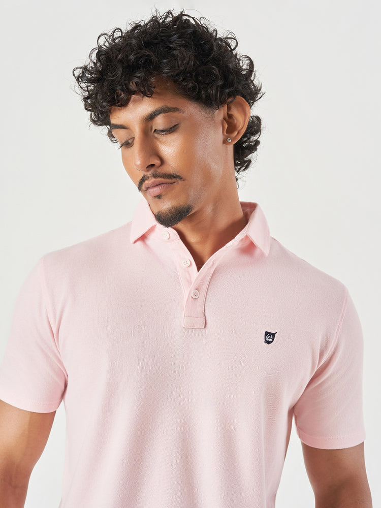 Light Pink Cotton Polo T-Shirt