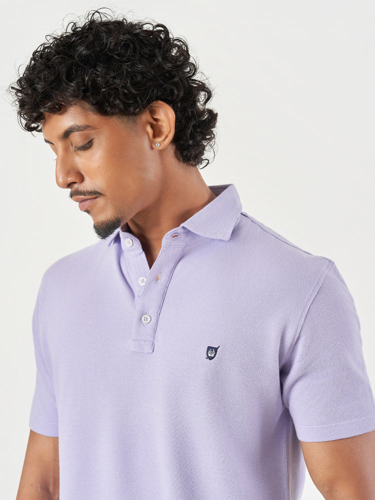 Light Purple Cotton Polo T-Shirt