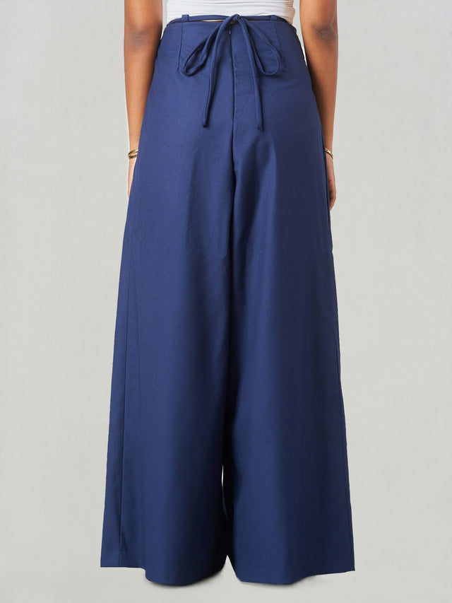 Relaxed Fit Box Pleat Wide Leg Trousers