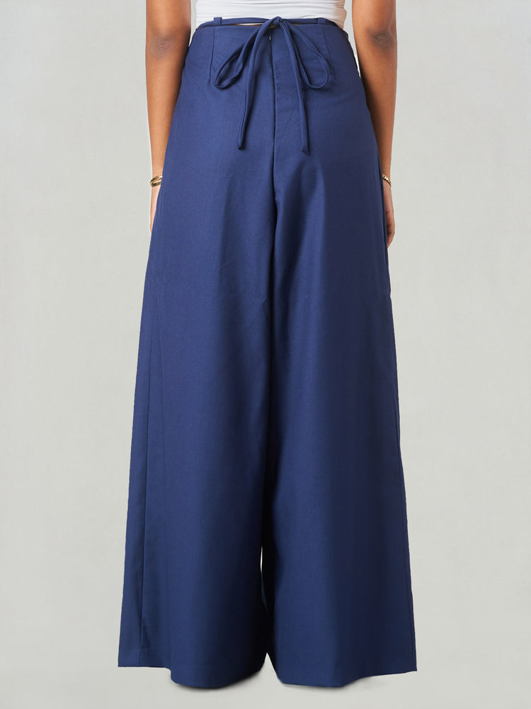 Relaxed Fit Box Pleat Wide Leg Trousers