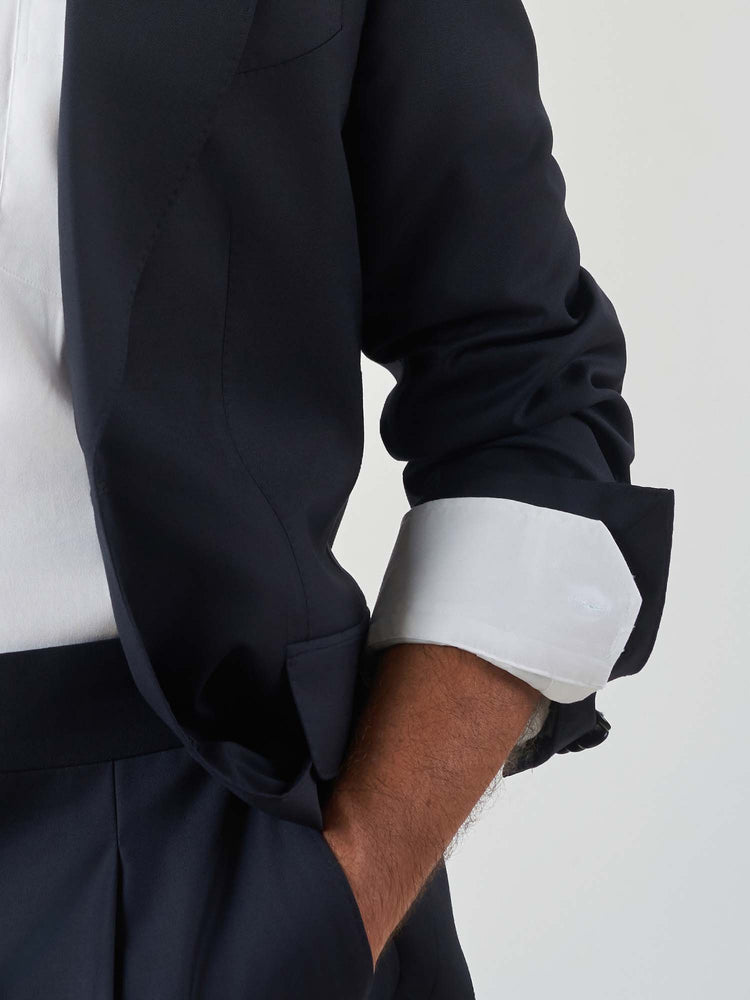 Navy Pleated Wool Luxury Suit