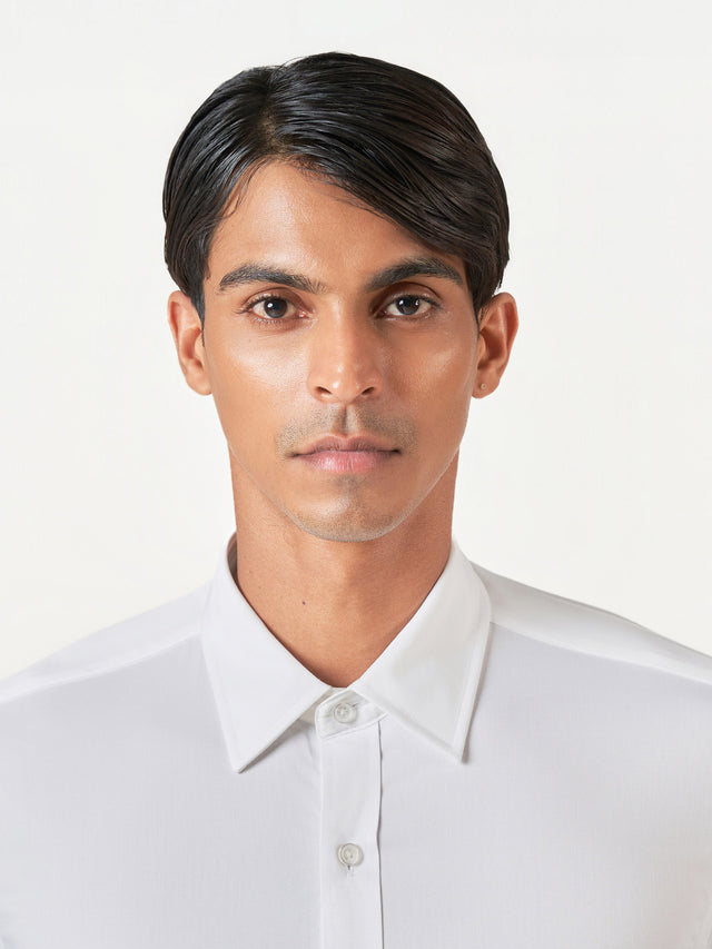 Off White Plain Long Sleeve Formal Shirt