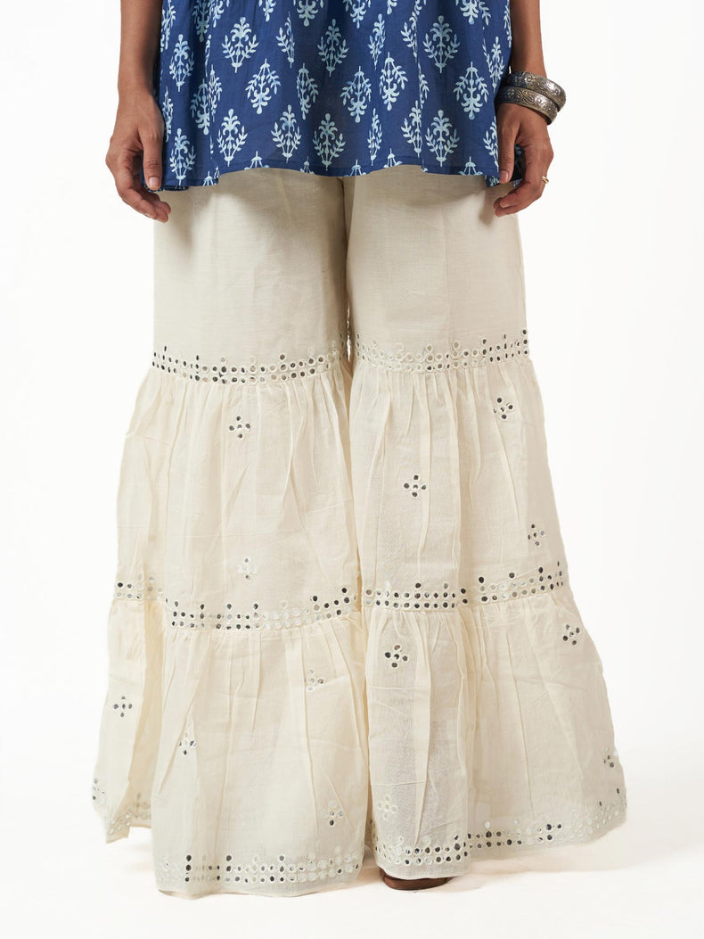 Cotton Embroidered Flared Pants