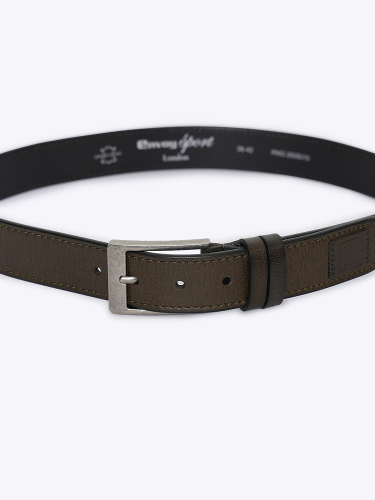 Full Grain Leather Casual Belt with Edge Stitching