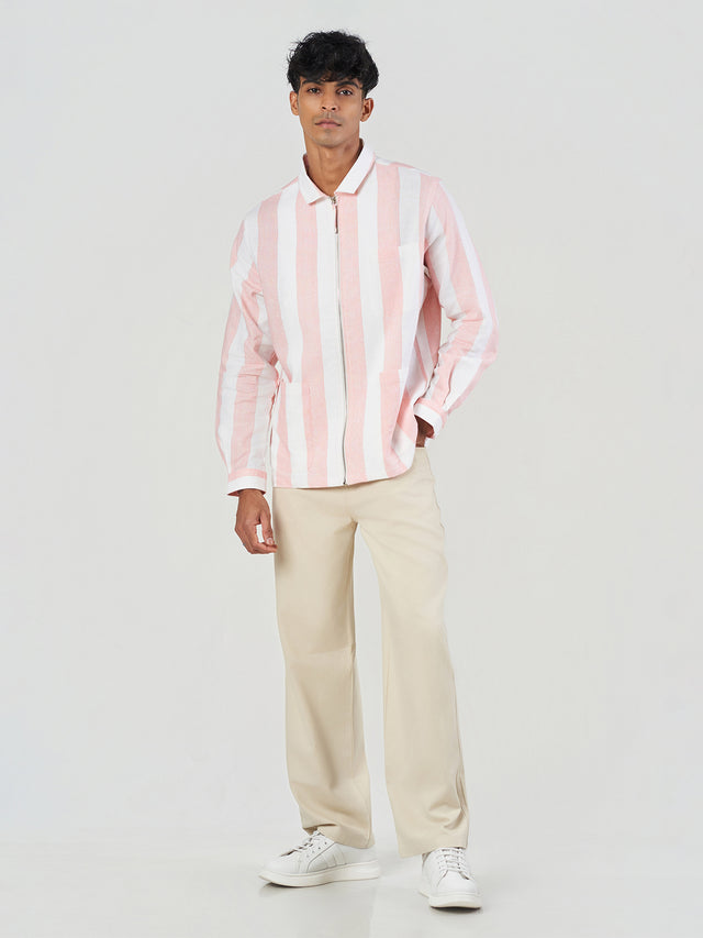 Linen Blend Zip Front Shacket