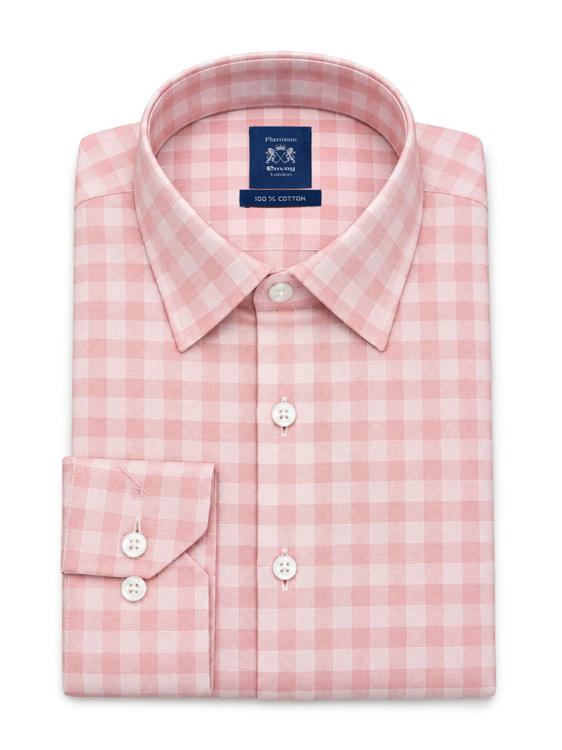 Pink Checked Cotton Regular Fit Shirt
