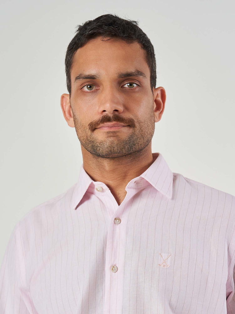 Striped Cotton Linen Regular Fit Shirt