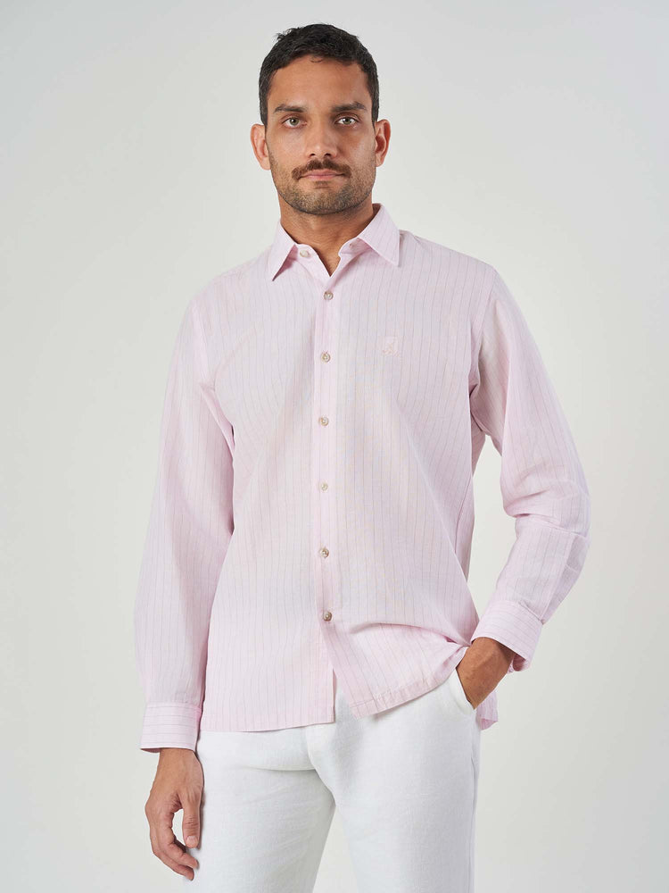 Striped Cotton Linen Regular Fit Shirt