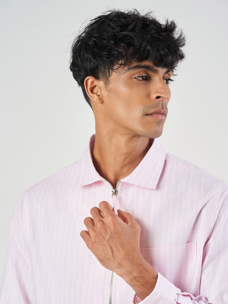 Striped Relaxed Fit Cotton Shacket