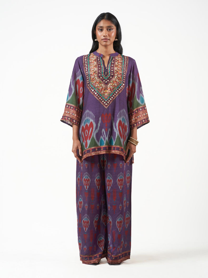Ethnic Cord Set Ikat Print Handwork