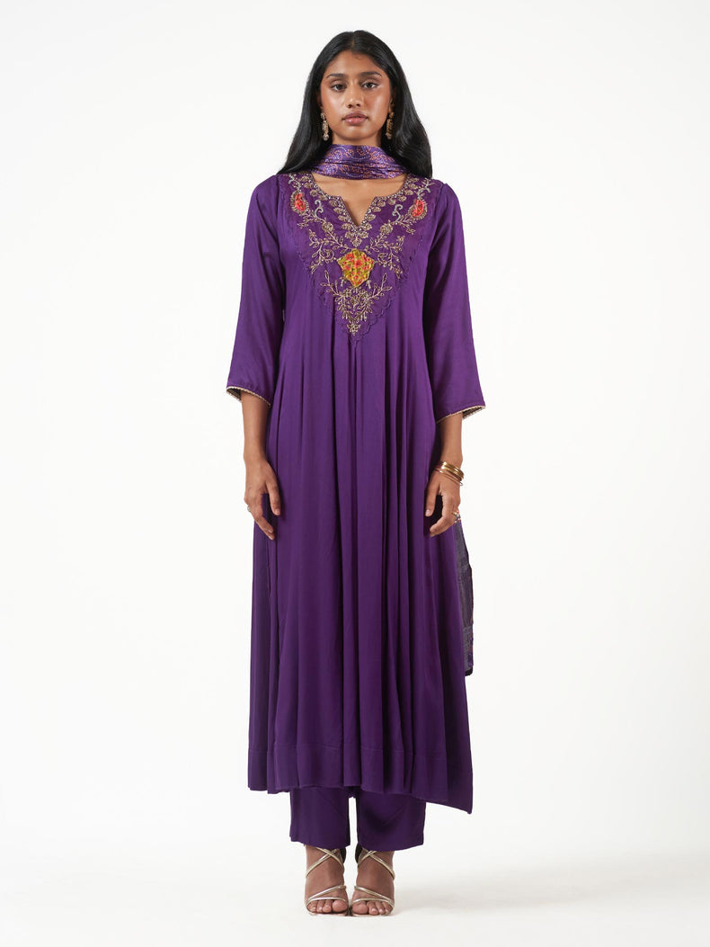 Pure Muslin Embroidered Shalwar Set