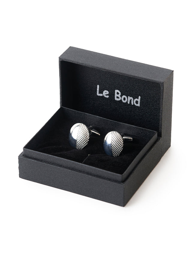 Round Dual-Texture Polished Cufflinks