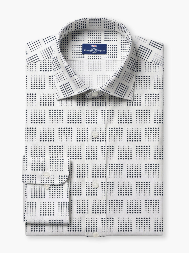 White Black Geometric Cotton Poplin Custom Shirt