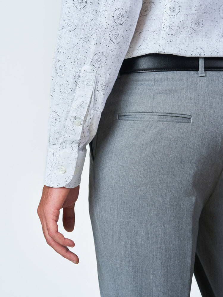 White Printed Long Sleeve Casual Shirt