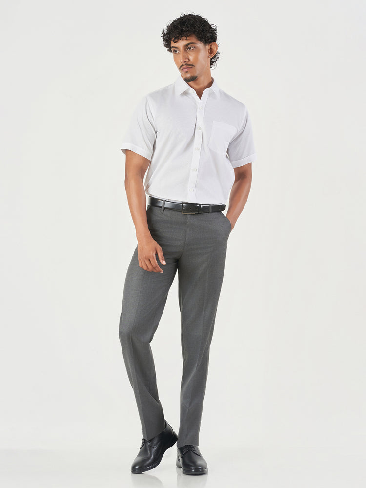 White Design Cotton Regular Fit Formal Shirt