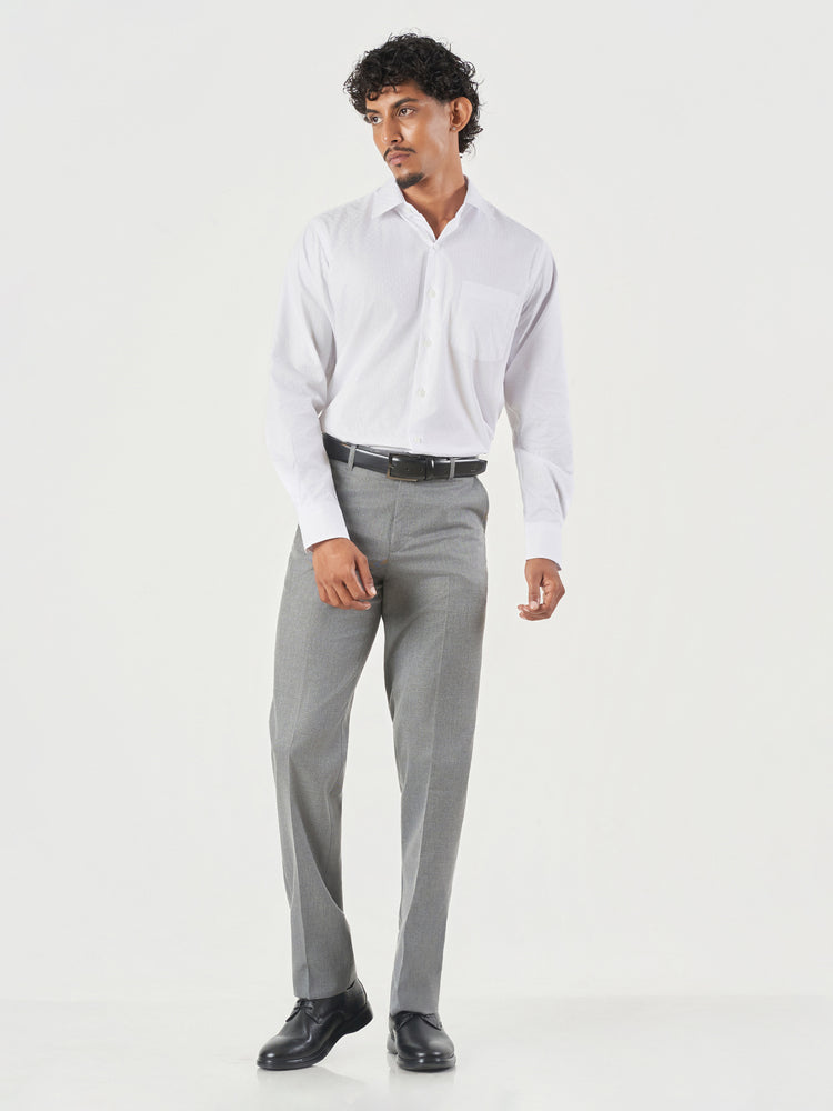 White Design Cotton Regular Fit Formal Shirt