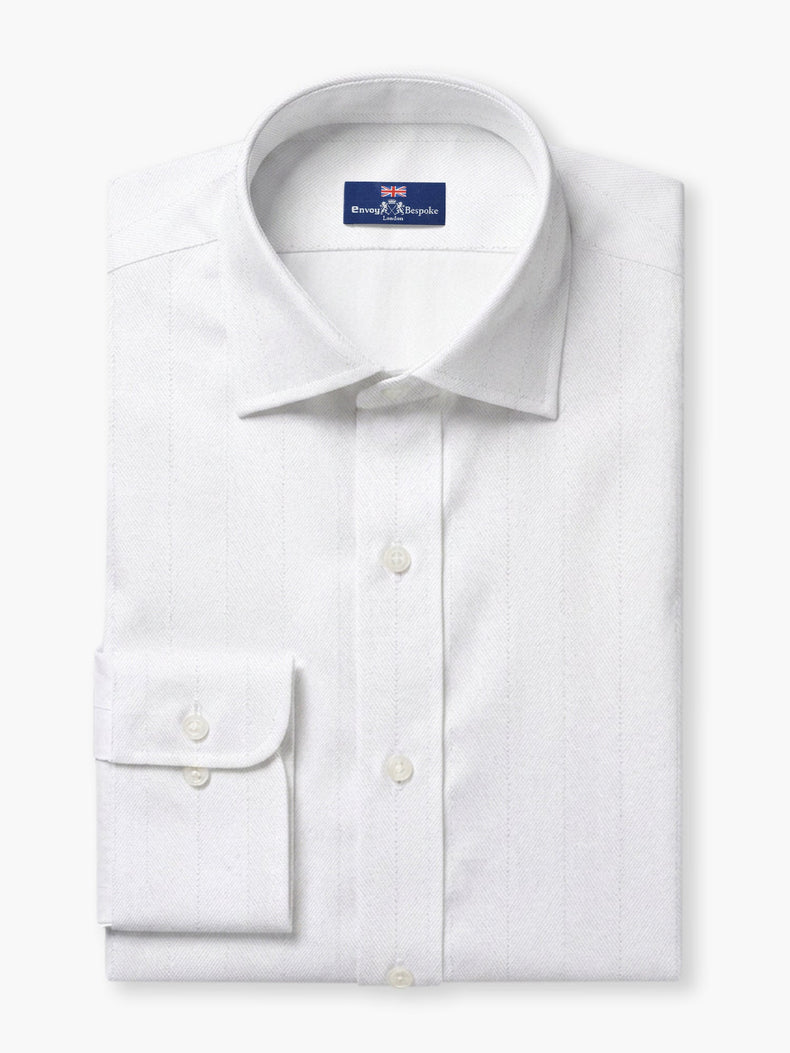 White Herringbone Cotton Dobby Custom Shirt
