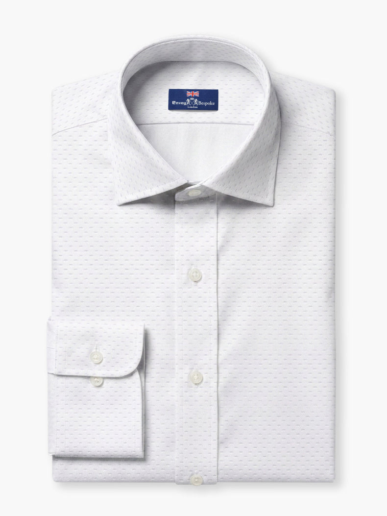 White Micro Textured Cotton Dobby Custom Shirt