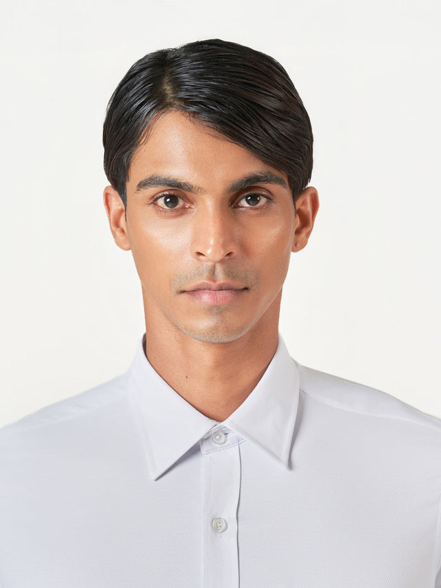 White Birdseye Weave Formal Shirt